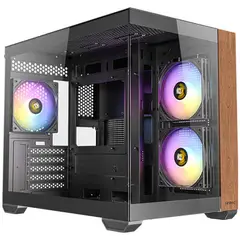 GENERICO - Chassis PC Antec CX600M WOOD Negro con Madera Natural Vidrio Templado y ARGB Estable