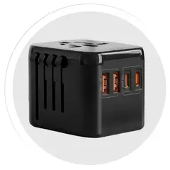 INNOVA - Adaptador Universal De Viaje 4 Puertos Usb Qc+pd - Enchufe Internacional 200 Países 110v 110v