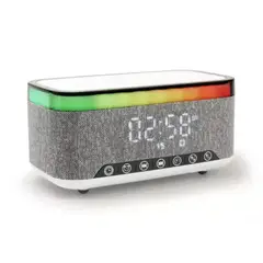 GENERICO - Reloj Despertador Con Parlante Bluetooth Carga Inalámbrica Funciones Multifuncionales FM Luces Led