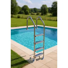 GENERICO - Escalera para Piscina Inoxidable 4 Peldaños Modelo AquaStep Pro – Acero Inoxidable Satinado
