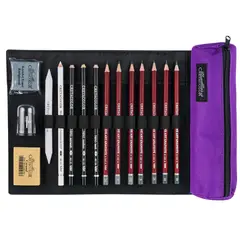 CRETACOLOR - Set Lápices + Estuche Enrollable Y Accesorios X 16 Piezas