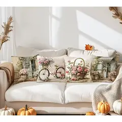 GENERICO - Juego de 4 Fundas para cojínes Vintage Varios Diseños – 45x45cm (sin el relleno)