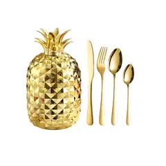 GENERAL - Juego De Cubiertos Estuche Piña 24 Piezas Acero Inoxidable