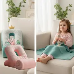 BEBESITOS - ALMOHADA DE DESCANSO NIÑOS MAS COBIJA REGALO PERFECTO COLOR VERDE
