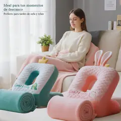 BEBESITOS - ALMOHADA DE DESCANSO NIÑOS MAS COBIJA REGALO PERFECTO COLOR ROSA