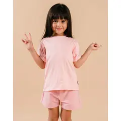 DOSOJOS - Conjunto camiseta y short en 100% algodón peruano - Palo rosa