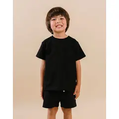DOSOJOS - Conjunto de short y camiseta en 100% algodón peruano - Negro