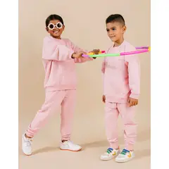 DOSOJOS - Conjunto infantil de buzo y jogger en algodón peruano - Palo de rosa