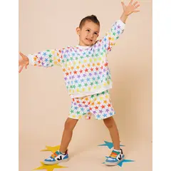 DOSOJOS - Conjunto de buzo oversized y short en 100% algodón peruano - Estrellas