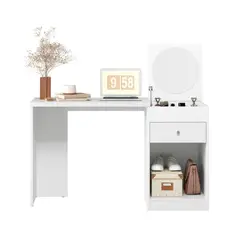 GENERICO - Tocador con Espejo y Escritorio - 129×120×45 cm - Mueble 2 en 1 para Dormitorio