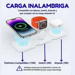 GENERICO - Cargador inalambrico 3 en 1 Plegable para Iphone