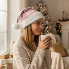 GENERICO - Gorro Navideño En Terciopelo Suave Navidad Adulto Unisex Oro Rosa