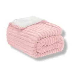 GENERICO - Cobija Ovejero Acanalada Doble-Queen 210x190 Color Rosado