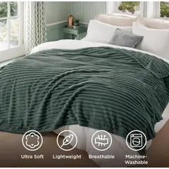 GENERICO - Cobija Ovejero Acanalada Doble-Queen 210x190 Color Verde Militar