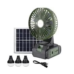 GENERICO - Ventilador Portatil Recargable Panel Solar Con 3 Bombillas