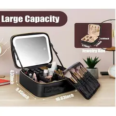 GENERICO - Neceser Organizador de Maquillaje con Espejo LED Integrado Color Negro