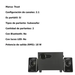 TRUST - Parlantes Avora 2.1 Usb Subwoofer Set Negro 18W