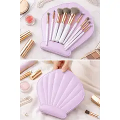 GENERICO - Set de Brochas de Maquillaje Profesional x10 Piezas con Estuche Tipo Concha