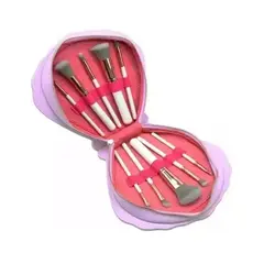 GENERICO - Set de Brochas de Maquillaje Profesional x10 Piezas con Estuche Tipo Concha