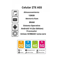 ZTE - Celular A55 8Gb Ram 128GB 4G Negro
