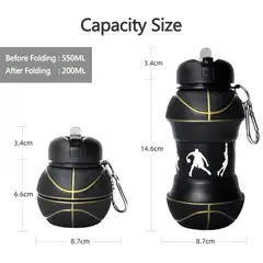 GENERICO - Botilito Plegable Blando Silicona 500ml Deportes Basket Negro