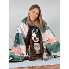 GENERICO - Cobija Manta Térmica con diseño de perro Canela y Cacao - Cobija Match Mascotas