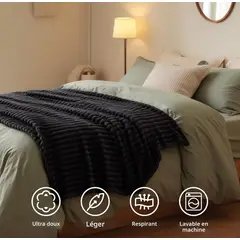GENERICO - Cobija Térmica Acanalada Doble-Queen Color Negro