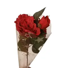 GENERICO - Rosa Artificial Roja Envejecido 48cm