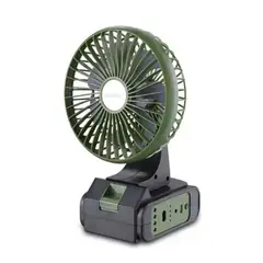 GENERICO - Ventilador Recargable Portatil Con Panel Solar Y 3 Bombillas