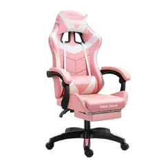 GENERICO - Silla Gamer Ergonomica Con Reposapies Rosado