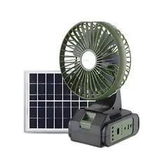 GENERICO - Portatil Ventilador Recargable Con Panel Solar Y 3 Bombillas