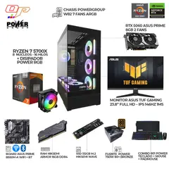 POWER GROUP - PC GAMER RYZEN 7 5700X - RTX 5060 8GB + MONITOR ASUS TUF 24" 146HZ - RAM 32GB SSD 512GB - B550 WIFI