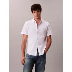 CALVIN KLEIN - Camisa blanca oxford clásica de manga corta