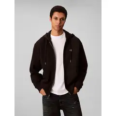 CALVIN KLEIN - Buzo negro con capota y cierre de cremallera