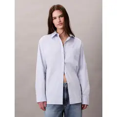 CALVIN KLEIN - Camisa celeste relaxed de popelina