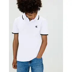 CALVIN KLEIN - Polo blanco regular con ribetes a contraste