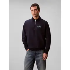 CALVIN KLEIN - Saco azul con cuello semi alto y cierre de cremallera