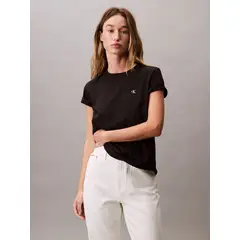 CALVIN KLEIN - Camiseta negra de algodón con logo de archivo