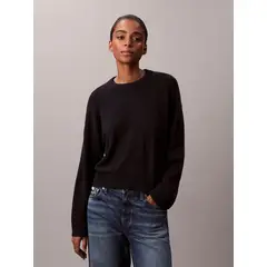 CALVIN KLEIN - Saco azul tejido de manga larga en algodón suave con logo