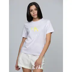 CALVIN KLEIN - Camiseta rosada clásica con monograma estampado