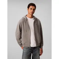 CALVIN KLEIN - Buzo gris con capota y cierre de cremallera