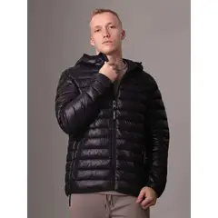 CALVIN KLEIN - Chaqueta negra acolchada con capota