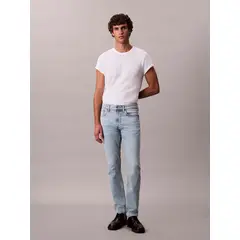 CALVIN KLEIN - Jeans celeste de corte slim con efecto marmoleado