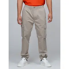 CALVIN KLEIN - Pantalón beige cargo skinny de sarga elástica