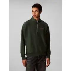 CALVIN KLEIN - Saco verde con cuello semi alto y cierre de cremallera