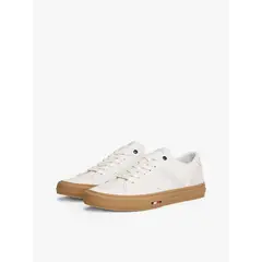 TOMMY HILFIGER - Tenis blanco de Cuero con mezcla de texturas