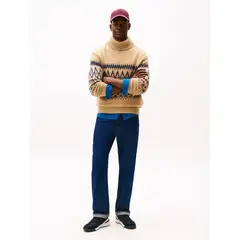 TOMMY HILFIGER - Tenis azul retro dentadas en mezcla de ante