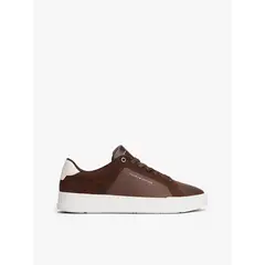 TOMMY HILFIGER - Tenis marrón de tenis en cuero texturizada