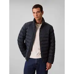 CALVIN KLEIN - Chaqueta negra puffer de peso medio con capota y cierre de cremallera