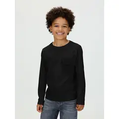 CALVIN KLEIN - Camiseta negra Para Niño de manga larga con bolsillo en el pecho